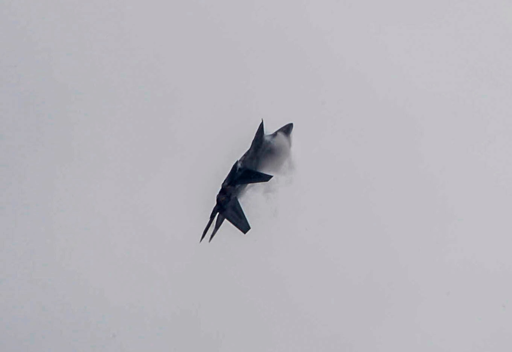 An F-22 Raptor, from the F-22 Raptor Demonstration Team at Langley AFB, Va., performs its aerial acrobatics routine at the 2016 International Air and Space Fair (FIDAE) in Santiago, Chile, April 1, 2016. During FIDAE, U.S. Airmen participated in in several subject matter expert exchanges with their Chilean counterparts and also hosted static displays and aerial demonstrations to support the air show.  (U.S. Air Force photo by Tech. Sgt. Heather Redman/Released)