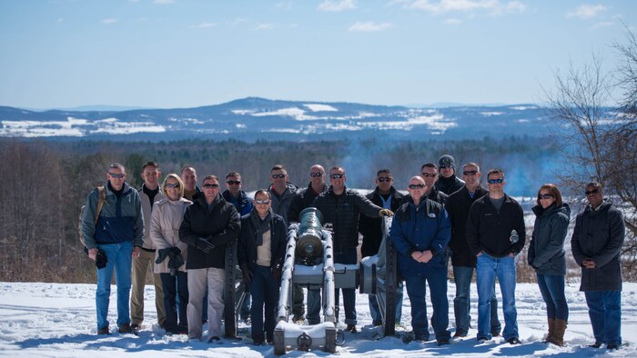The Marines with the Expeditionary Warfare School battle site study group visited the Battle of Saratoga battlefield during their trip to Saratoga Springs, New York, April 5, 2016. The Marines post for a photo during their trip to the Battle of Saratoga as part of the EWS Enrichment Program.