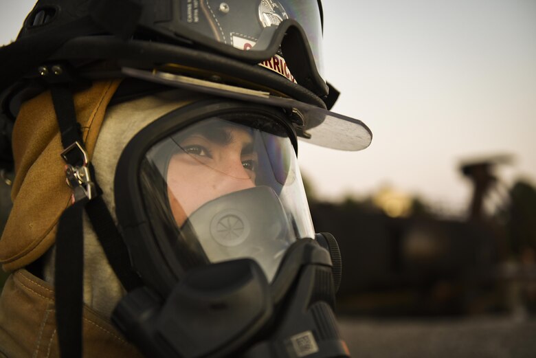 Airman 1st Class Joshua Carrico, a firefighter with the 1st Special Operations Civil Engineer Squadron, prepares for a firefighting exercise at Hurlburt Field, Fla., April 5, 2016. Hurlburt Field firefighters transform training and exercise throughout the year to remain ready for emergency responses. (U.S. Air Force photo by Staff Sgt. Christopher Callaway) 