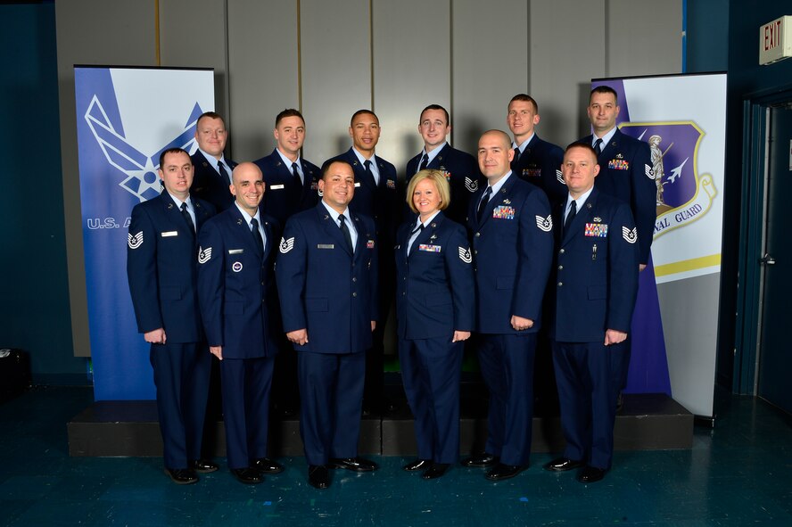 MCGHEE TYSON AIR NATIONAL GUARD BASE, Tenn. - Noncommissioned officer academy class 16-3, K-Flight, assembles here, March 8, 2016, at the I.G. Brown Training and Education Center. (U.S. Air National Guard photo by Master Sgt. Jerry D. Harlan/Released)