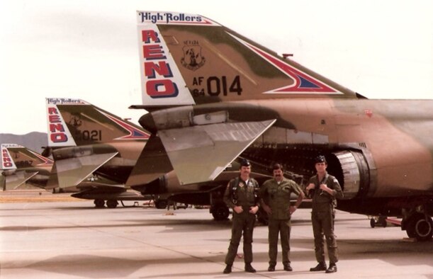 This photo provided by retired Col. Rick Harvey, taken in the summer of 1981, is believed to be one of the first photos with the ‘High Rollers’ tail flash. 