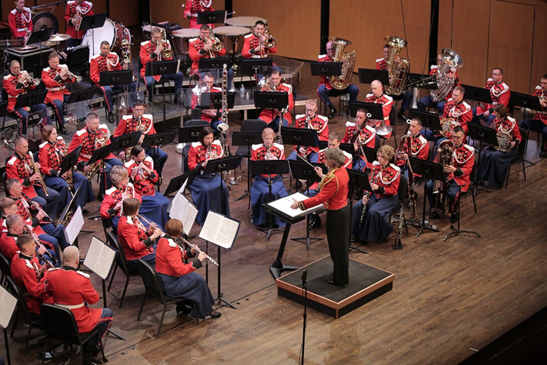 On Sunday, April 10, 2016, the Marine Band performed a concert titled "State of Mind." Each of these selections highlighted some mental state, whether it is the pride felt serving as a Marine, the harried and frantic state of mind most everyone has experienced at some point, or the meditative, trance-like state that Michael Gandolfi’s Flourishes and Meditations can achieve through each performance. The program culminated with Dana Wilson’s Piece of Mind where each movement represents the workings of the human mind. Also, the concert featured a solo performance by flutist Mei Stone, the 2016 Marine Band Concerto Competition winner.