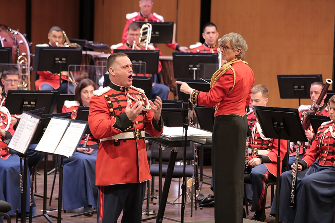 On Sunday, April 10, 2016, the Marine Band performed a concert titled "State of Mind." Each of these selections highlighted some mental state, whether it is the pride felt serving as a Marine, the harried and frantic state of mind most everyone has experienced at some point, or the meditative, trance-like state that Michael Gandolfi’s Flourishes and Meditations can achieve through each performance. The program culminated with Dana Wilson’s Piece of Mind where each movement represents the workings of the human mind. Also, the concert featured a solo performance by flutist Mei Stone, the 2016 Marine Band Concerto Competition winner.
