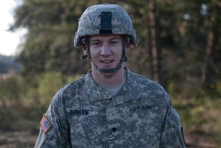 U.S. Army Reserve Spc. Brandon Dunham, 94th Military Police Company, 302nd Maneuver Enhancement Brigade, 412th Theater Engineer Command, from Saco, Maine, will represent the 412th TEC at the U.S. Army Reserve Command Best Warrior Competition in the enlisted category. (U.S. Army photo by Staff Sgt. Debralee Best)