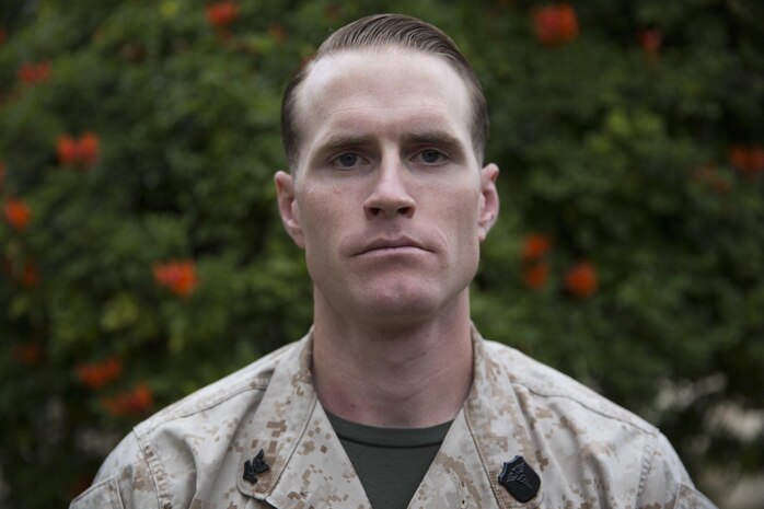 Hospital Corpsman 2nd Class Robert Park, a combat trauma management instructor with the 1st Marine Division Surgeon’s Office, poses for a portrait aboard Marine Corps Base Camp Pendleton, Calif., April 7, 2016. Park teaches Sailors and Marines combat lifesaving skills and was recently selected as the I Marine Expeditionary Force Junior Sailor of the Year.