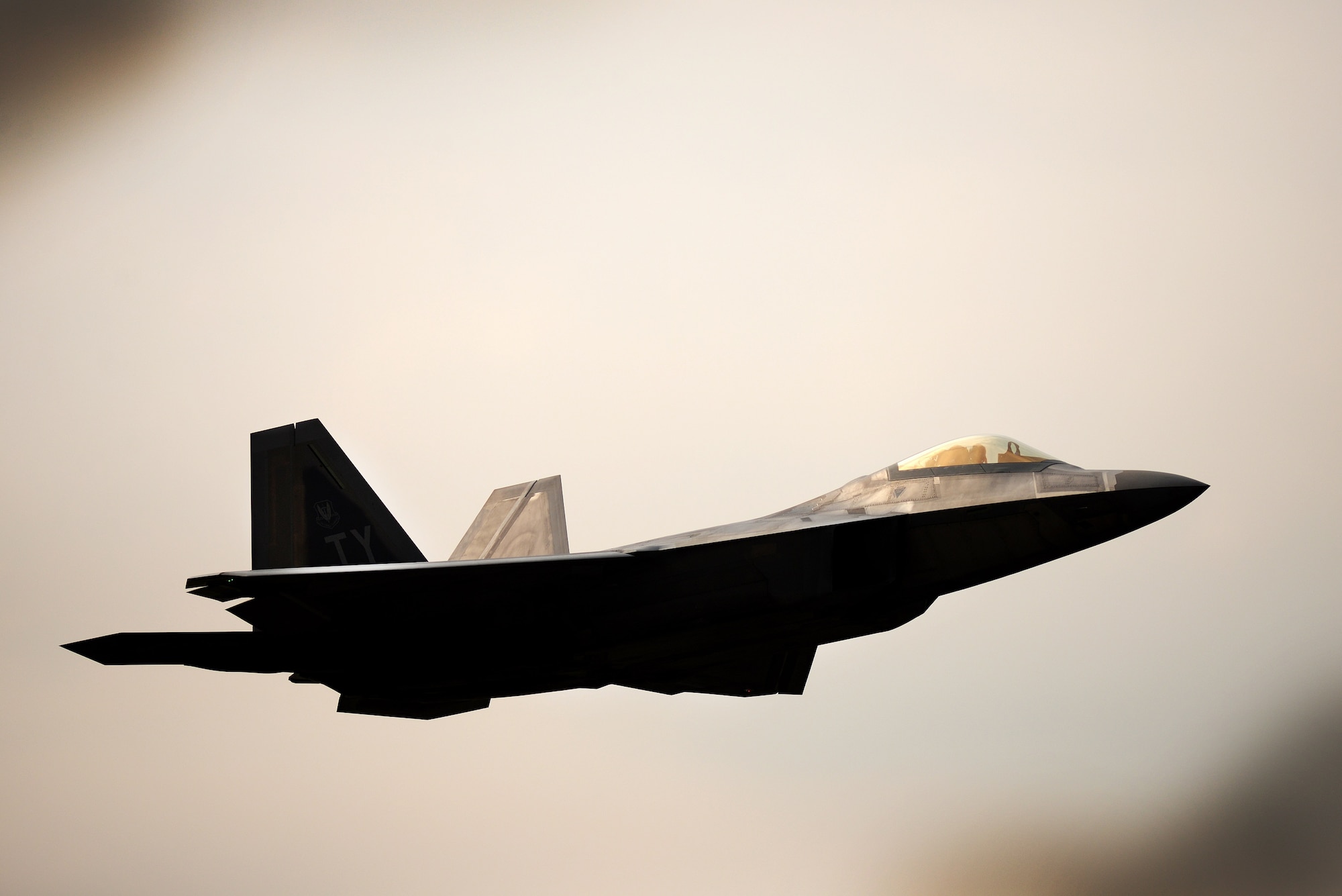 F-22 Raptors from the 95th Fighter Squadron conduct air-to-air training with F-15E Strike Eagles from the 494th Fighter Squadron April 11, at Royal Air Force Lakenheath, England. The training allows the perfect opportunity for the advanced aircraft to train alongside other U.S. Air Force aircraft, joint partners and NATO allies. (U.S. Air Force photo/ Tech. Sgt. Matthew Plew)