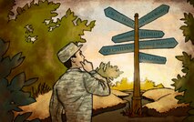 As Airmen progress their career or bring it to a close, there are a number of career transition options to consider. . (U.S. Air Force graphic illustration by Airman 1st Class Elizabeth Baker)