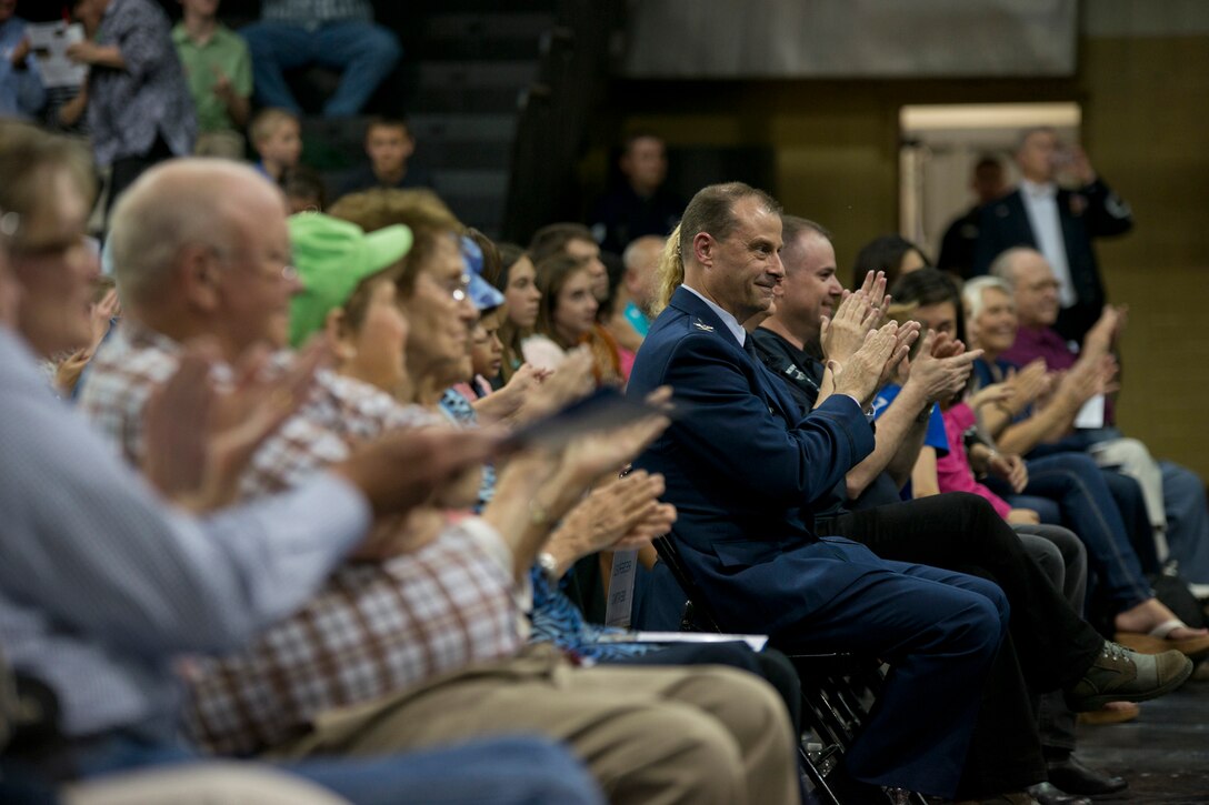 Members of the audience clap during a U.S. Air Force Concert Band and Singing Sergeants performance at Little Rock Central High School, in Little Rock, Ark., Apr. 7, 2016. The Concert Band and Singing Sergeants mission is to positively impact the global community through music. (U.S. Air Force photo by Capt. Casey Staheli/Released)