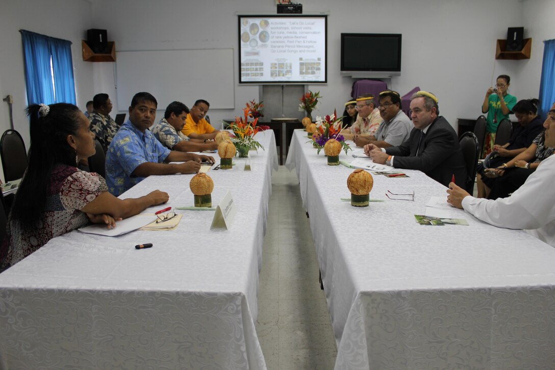 Assistant Secretary of State for East Asian and Pacific Affairs Kurt Campbell, joined by Assistant Administrator Biswal, holds a roundtable discussion with environmental non-government organization (NGO) leaders from Micronesia Conservation Trust, the Nature Conservancy, Conservation Society of Pohnpei, and the Island Food Community of Pohnpei in Palikir, Pohnpei, on July 1, 2011. The conversation highlights NGO efforts to promote conservation at the local and regional levels, challenges faced by low-lying remote atolls, and tools and support available for effective conservation efforts. Participants include Pohnpei State Governor John Ehsa and U.S. Ambassador to the Federated States of Micronesia Peter A. Prahar. [State Department photo/ Public Domain]