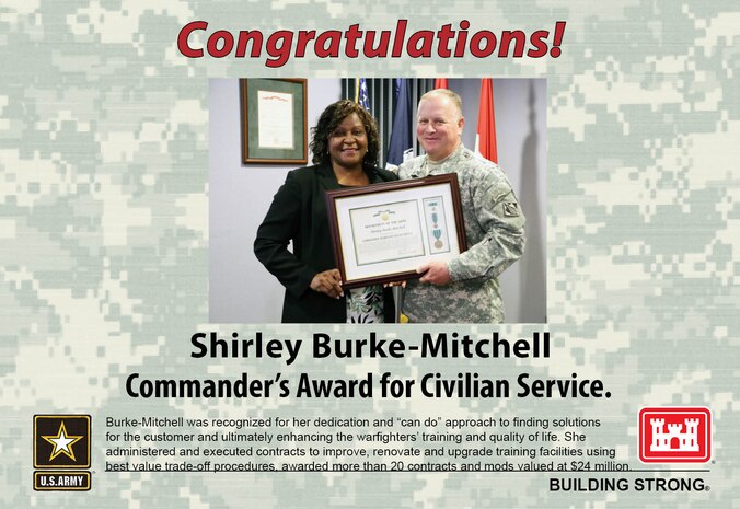 Presented by Col. Robert Ruch, Selidia "Tyrone" Jackson received the Commander's Award for Civilian Service for exceptional dedication as an outstanding acquisition professional through his leadership, duty and selfless service.