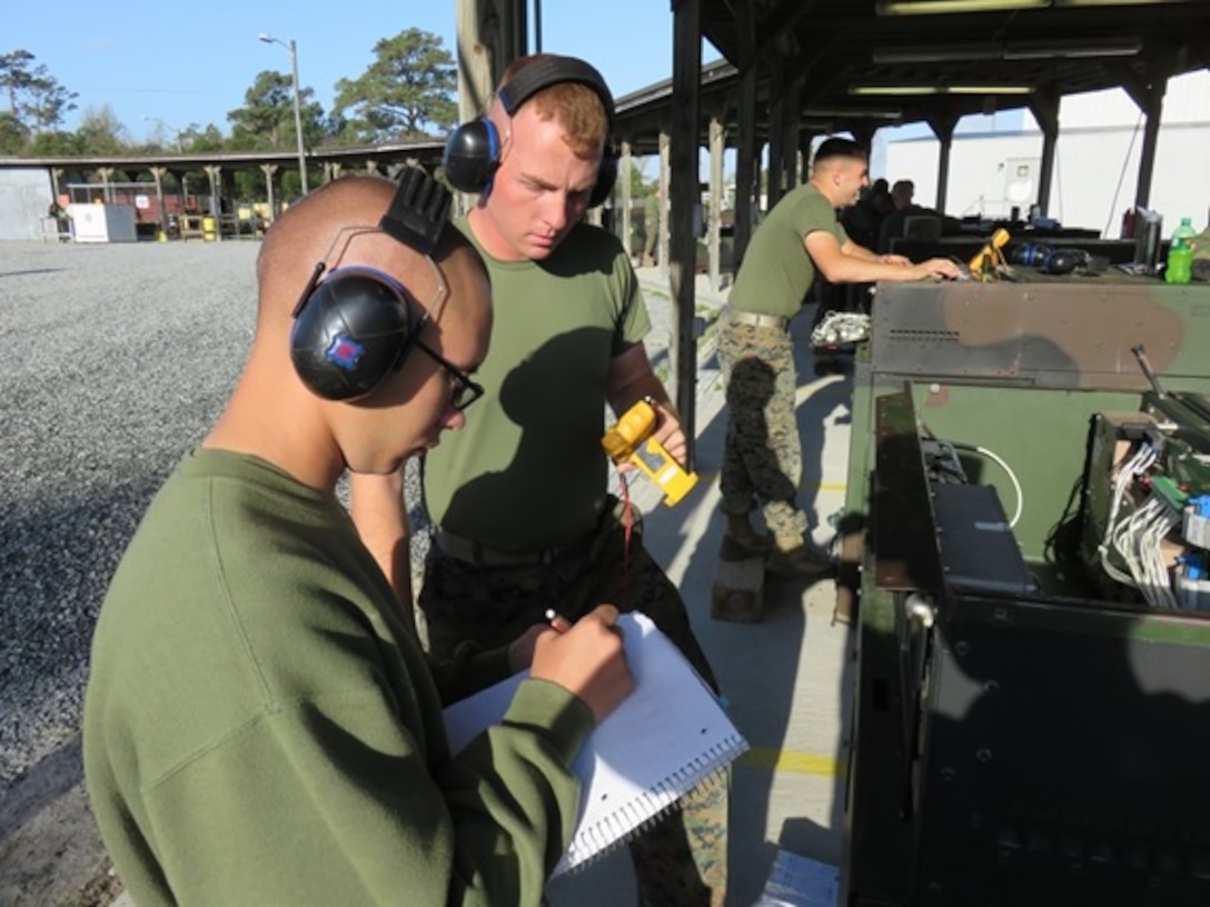 Marines attached to Basic Engineer Equipment Electrical Systems Technician course 4-16 (BEEEST 4-16) aboard Camp Lejeune, N.C. conduct practical application on troubleshooting schematics to identify fault codes.  Once the fault codes are identified, the Marines can repair the issues on the mobile power source.
