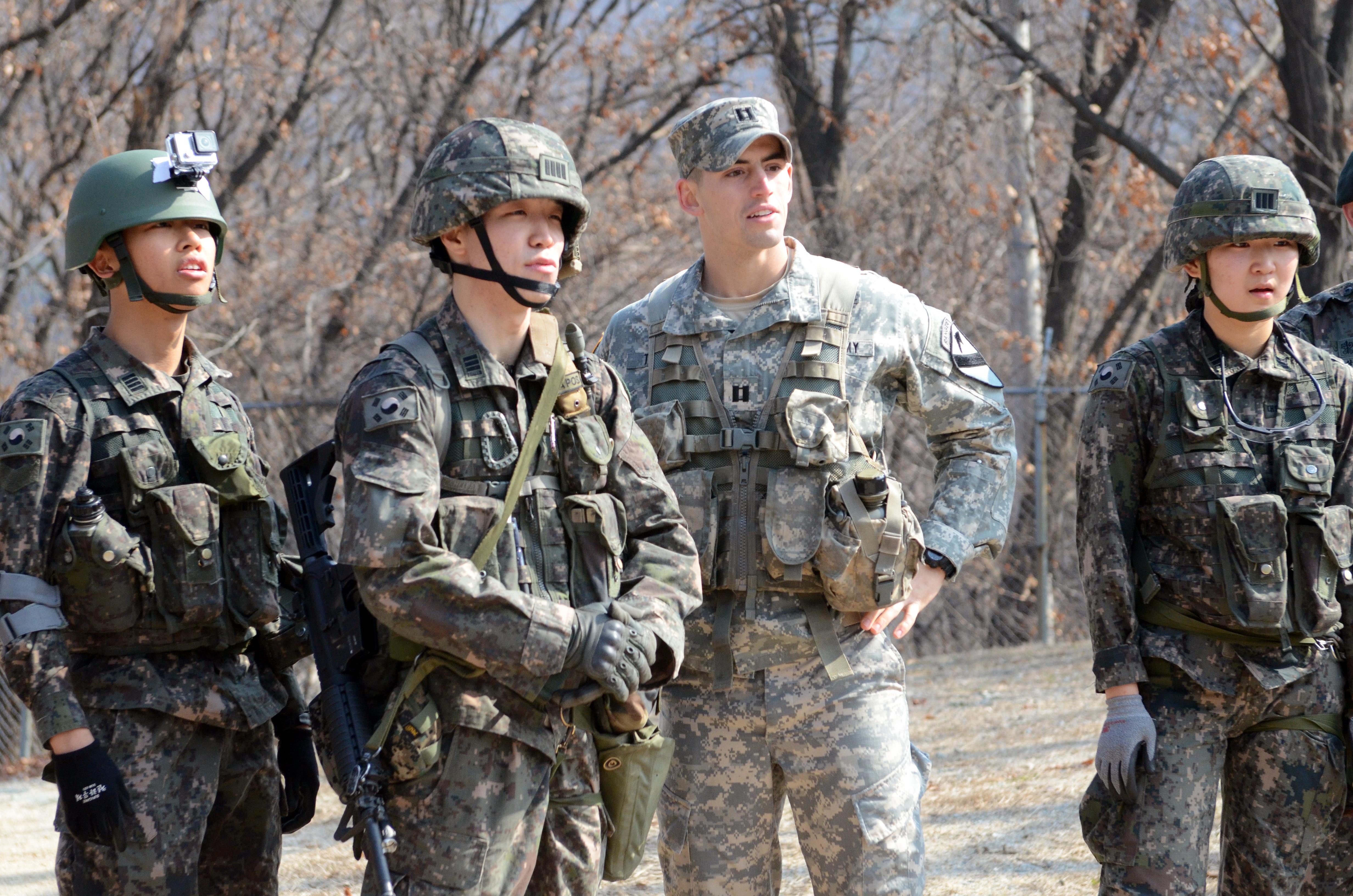South Korean Military Cadets Train With Ironhorse Soldiers Before