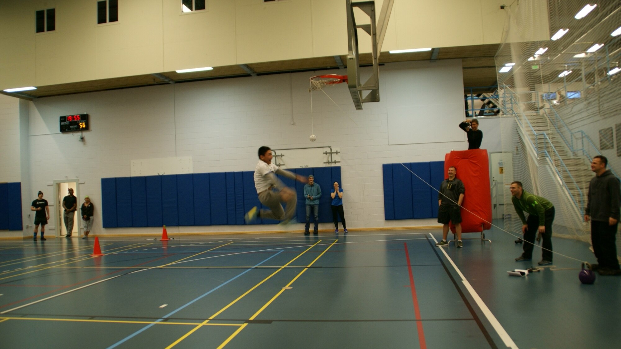 THULE AIR BASE, Greenland – A student from Qaanaaq, 62 miles north and one of the nearest villages to Thule Air Base, demonstrates how the high-kick is done. This is one of the more difficult maneuvers to master in the Arctic Games, as the foot used to kick the ball had to be the first foot to land on the ground. The vent was part of the Armed Forces Day celebration at the base. (Courtesy Photo) 