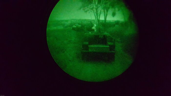 U.S. Marines and Tunisian Groupement des Forces Speciales conduct convoy night operation training during an exercise in Bizerte, Tunisia, Mar. 21- Apr. 8, 2016. The Marine vehicle maintenance and assistance team trained with their Tunisian counterparts to increase the counter terrorism capabilities of the GFS. 