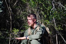 Reservists from the 709th Airlift Squadron, Dover Air Force Base, Del., conducted an off-station training exercise at Naval Air Station Pensacola, Fla., March 29 to April 3, 2016,  to ensure their deployment requirements are current. Air Force Reserve members from 14 different career fields trained in mission readiness, combat-related areas and worked together to build wingmanship and teamwork. (U.S. Air Force photo/Capt. Bernie Kale)