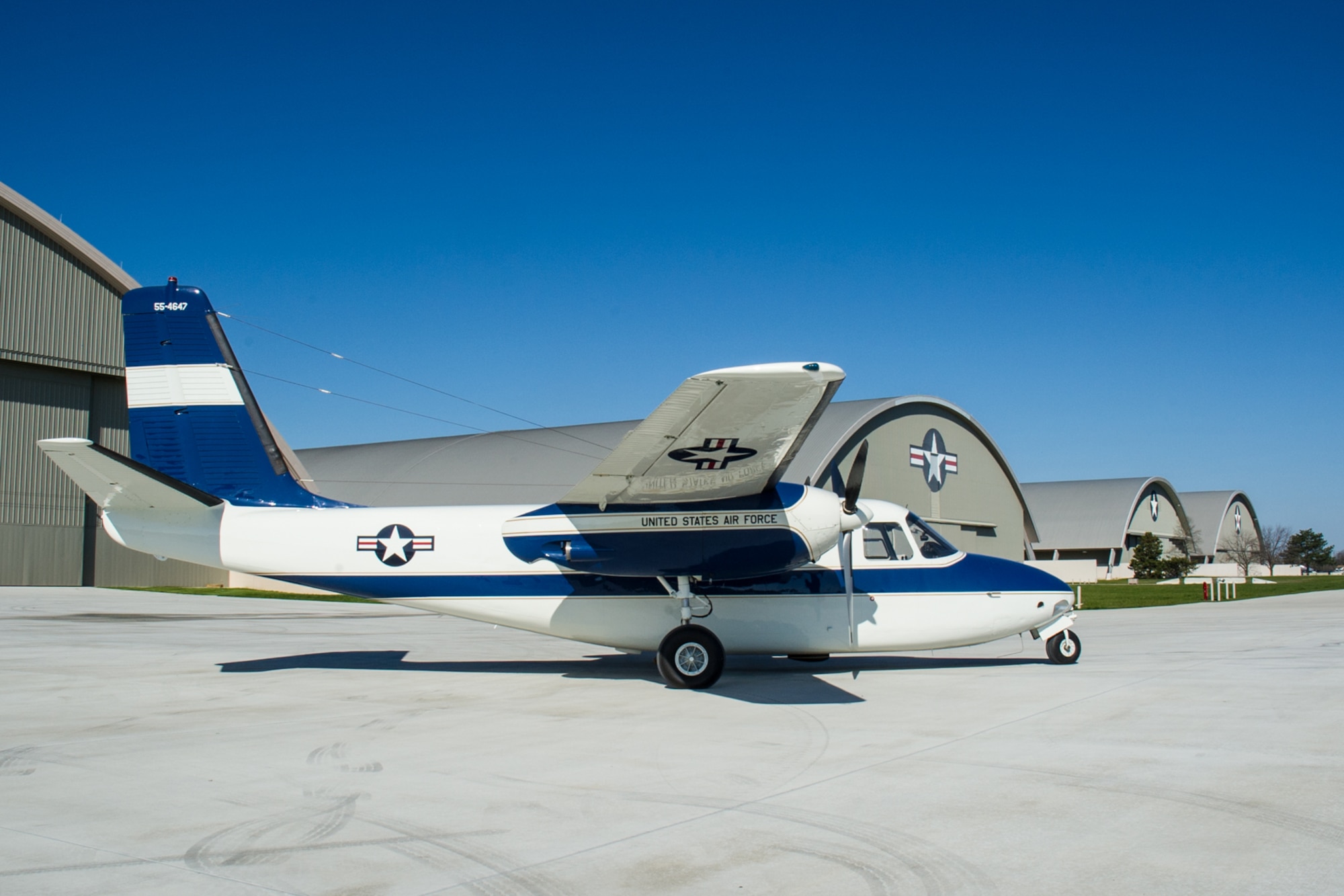 DAYTON, Ohio -- The Aero Commander U-4B at the National Museum of the United States Air Force on April 12, 2016. This aircraft is one of ten Presidential aircraft in the collection. (U.S. Air Force photo by Ken LaRock)