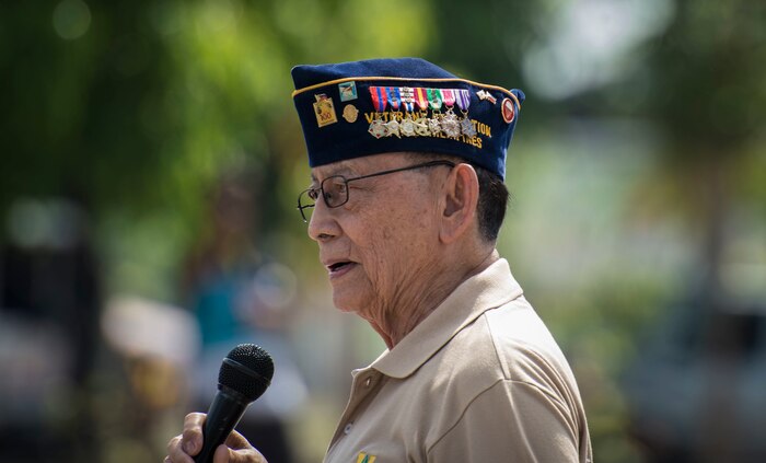 His Excellency Fidel V. Ramos, former president of the Republic of the Philippines speaks at the Capas Freedom March during Balikatan 16 at Capas, Philippines, April 11, 2016. U.S. and Philippine service members participated in the 2nd annual Capas Freedom March with the theme "March for a Veteran” where each participant marched to honor a veteran of their choice. Balikatan is an annual bilateral training exercise that is a signature element of the Philippine-U.S. alliance focused on a variety of missions to include humanitarian assistance, maritime law enforcement and environment protection.