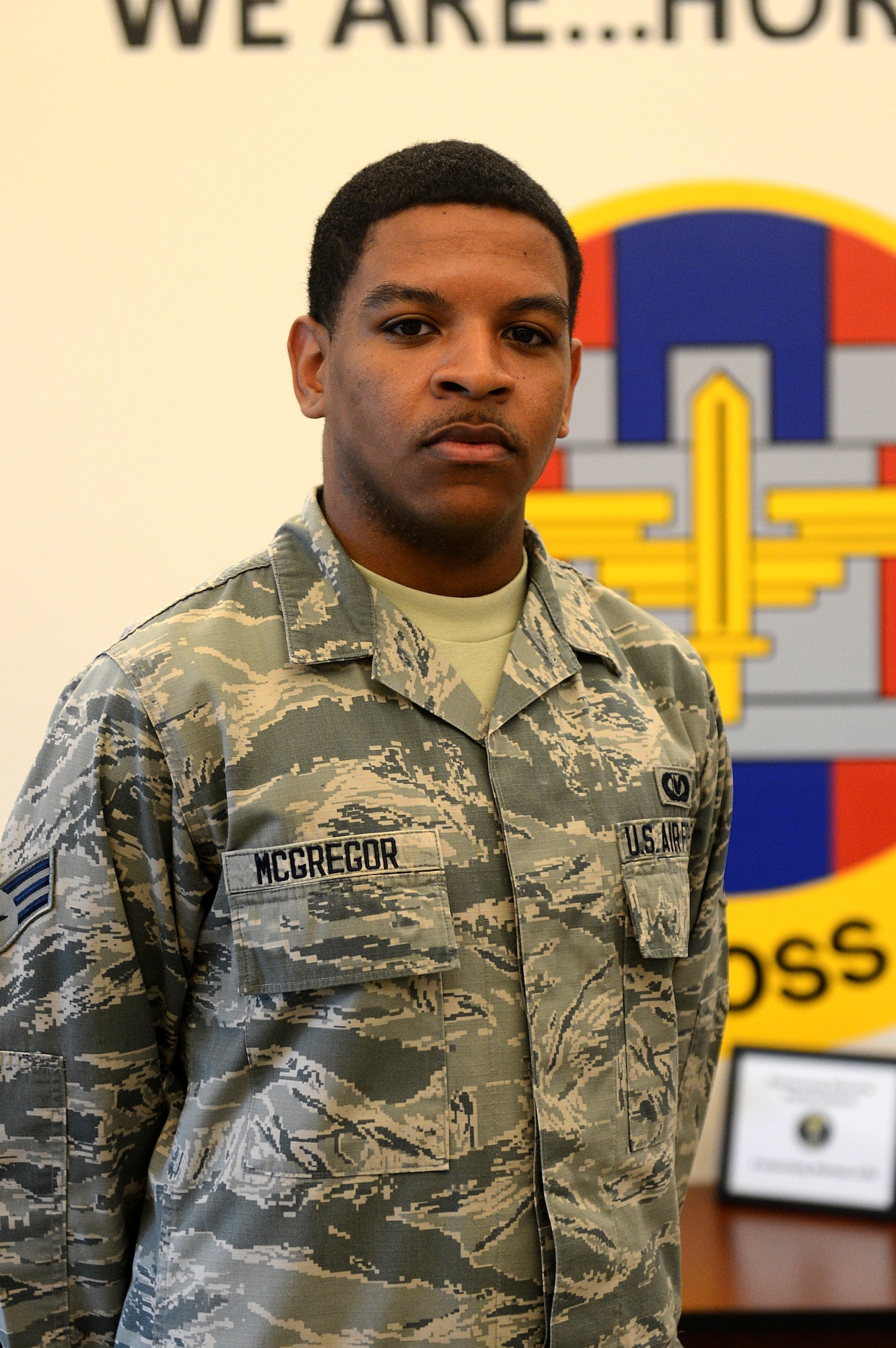 Senior Airman Jonathan McGregor, 62nd Operation Support Squadron aircrew flight equipment technician, poses for a photo after being selected April 1, 2016 to become an officer through the Leaders Encouraging Airmen Development program at Joint Base Lewis-McChord, Wash. McGregor joined the Air Force for education, with hopes of commissioning one day. (U.S. Air Force photo/Senior Airman Divine Cox)