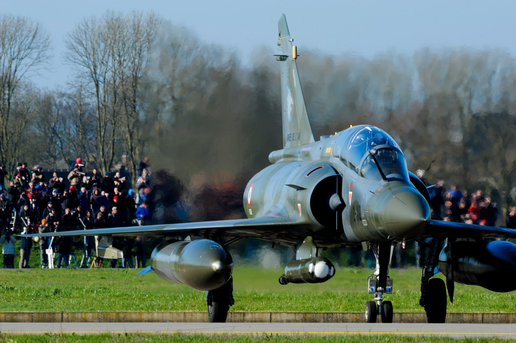 A French Air Force Mirage 2000D fighter aircraft prepares to take off during Frisian Flag 2016 at Leeuwarden Air Base, Netherlands, April 11, 2016. More than 70 aircraft and personnel from the United States, Netherlands, Belgium, France, Finland, Poland, Norway, United Kingdom, Germany and Australia will participate in Frisian Flag 2016 at Leeuwarden April 11-22, 2016, with as many as 50 executing flight operations each day. (U.S. Air Force photo by Staff Sgt. Joe W. McFadden/Released)