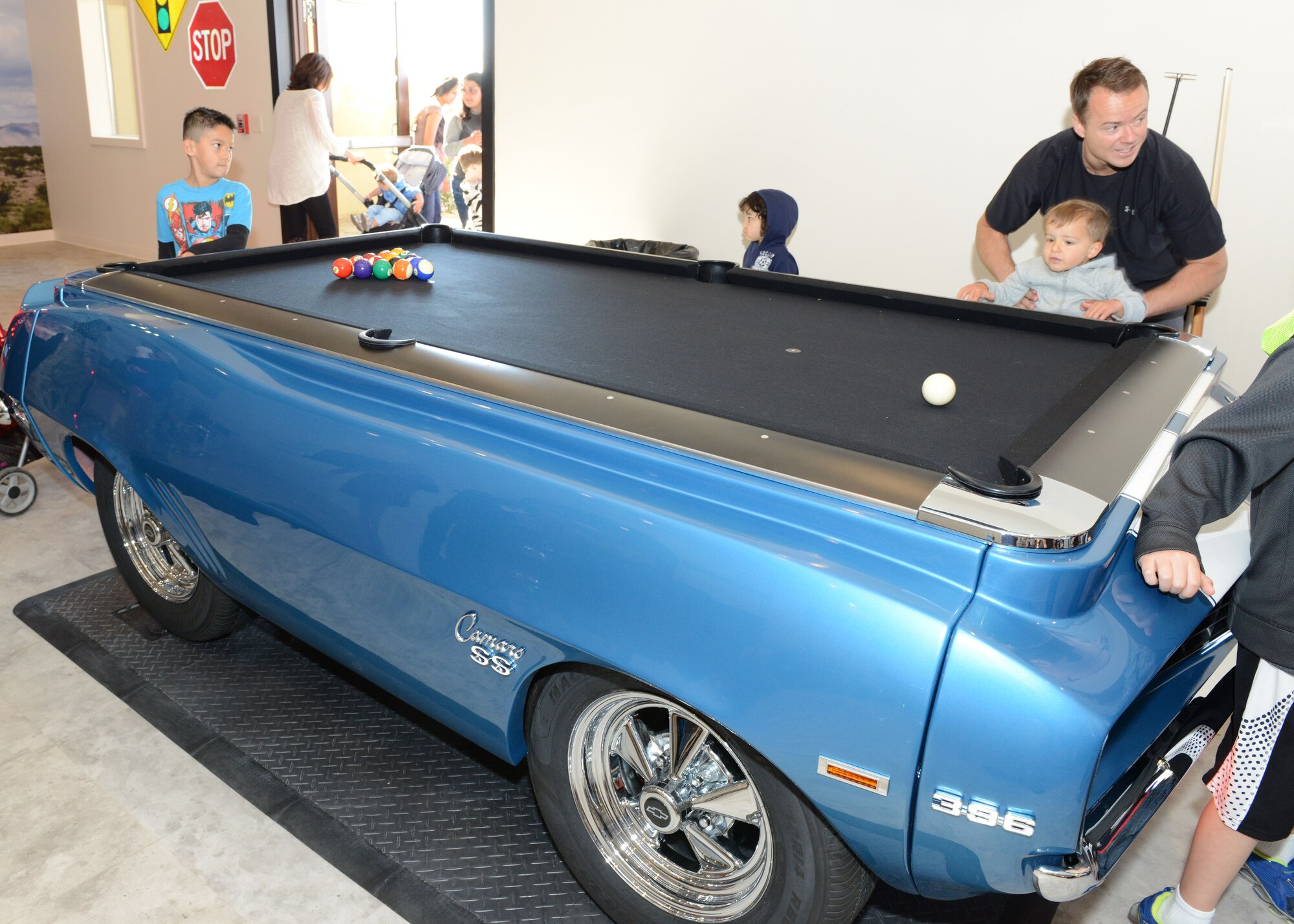 A billiards table made from a classic Chevy Camaro. (U.S. Air Force photo by Kenji Thuloweit)