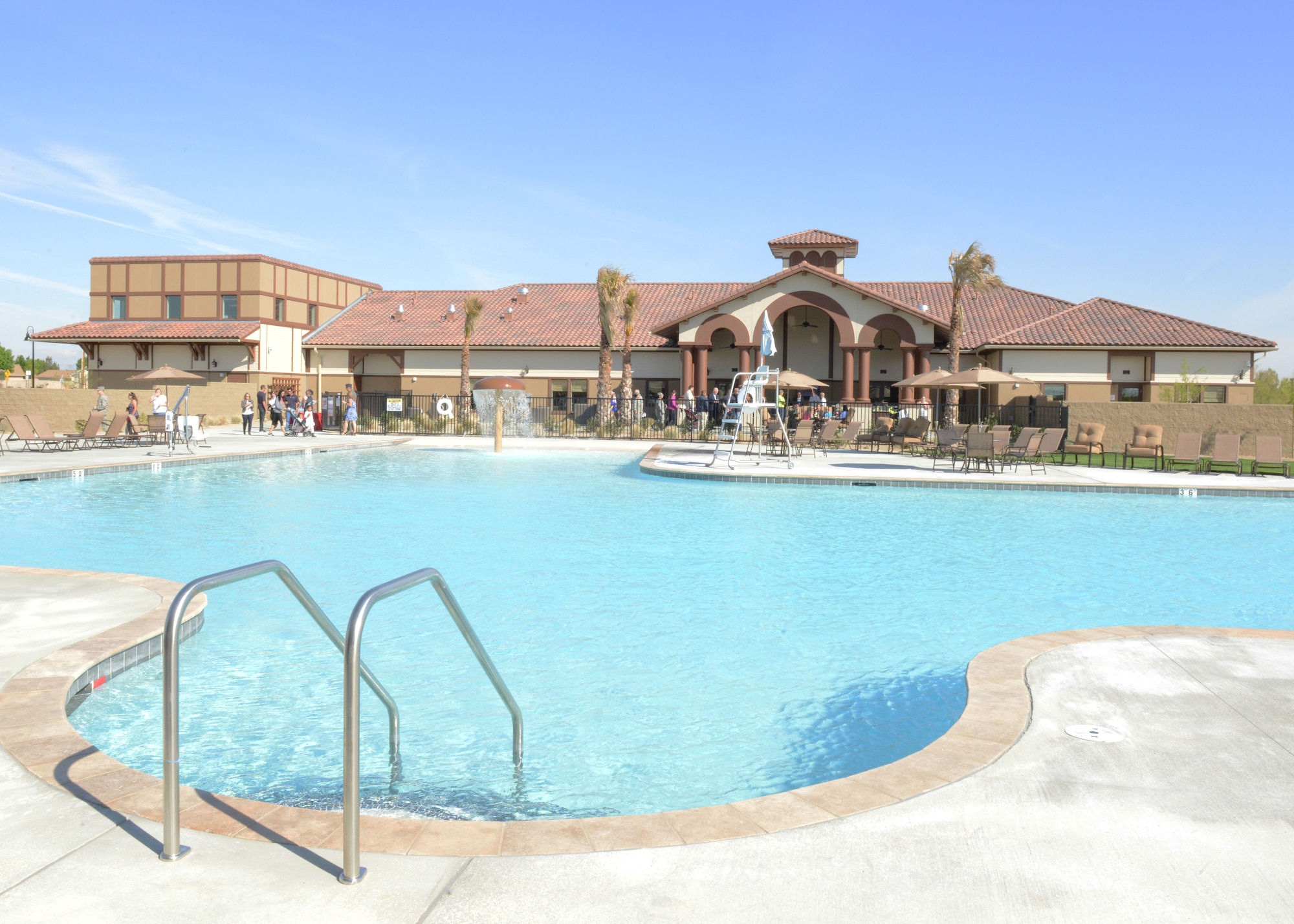 The new Mojave Sky Community Center features an Olympic-size swimming pool made for casual swimming. (U.S. Air Force photo by Kenji Thuloweit)