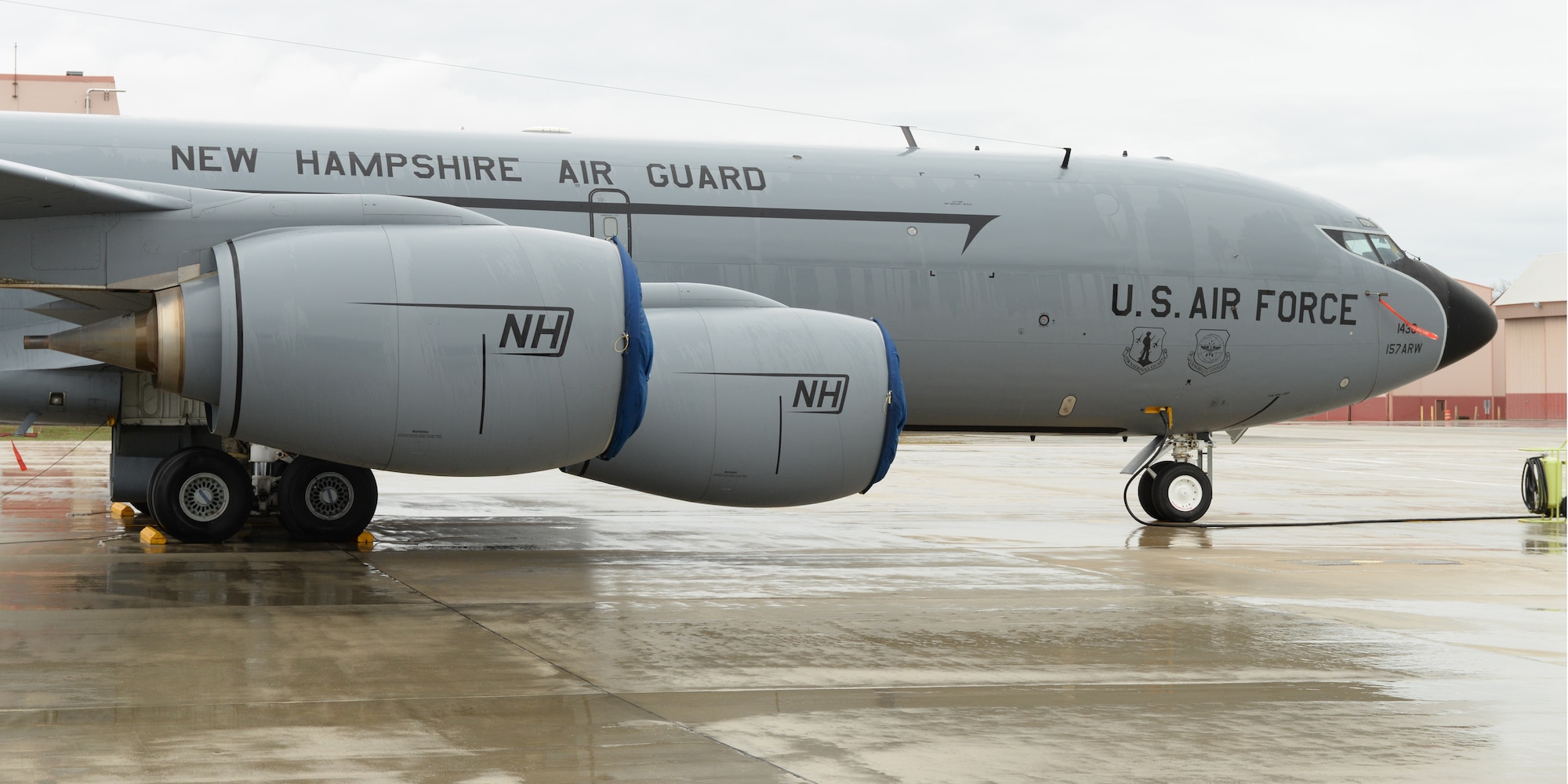 A close up of the fuselage and engine cowling markings on Boeing KC-135R Stratotanker, 57-1430, Pease Air National Guard Base, N.H., April 12, 2016.  The markings were applied by Airmen from the 157th Maintenance Group in October 2015. (U.S. Air National Guard photo by Staff Sgt. Curtis J. Lenz)