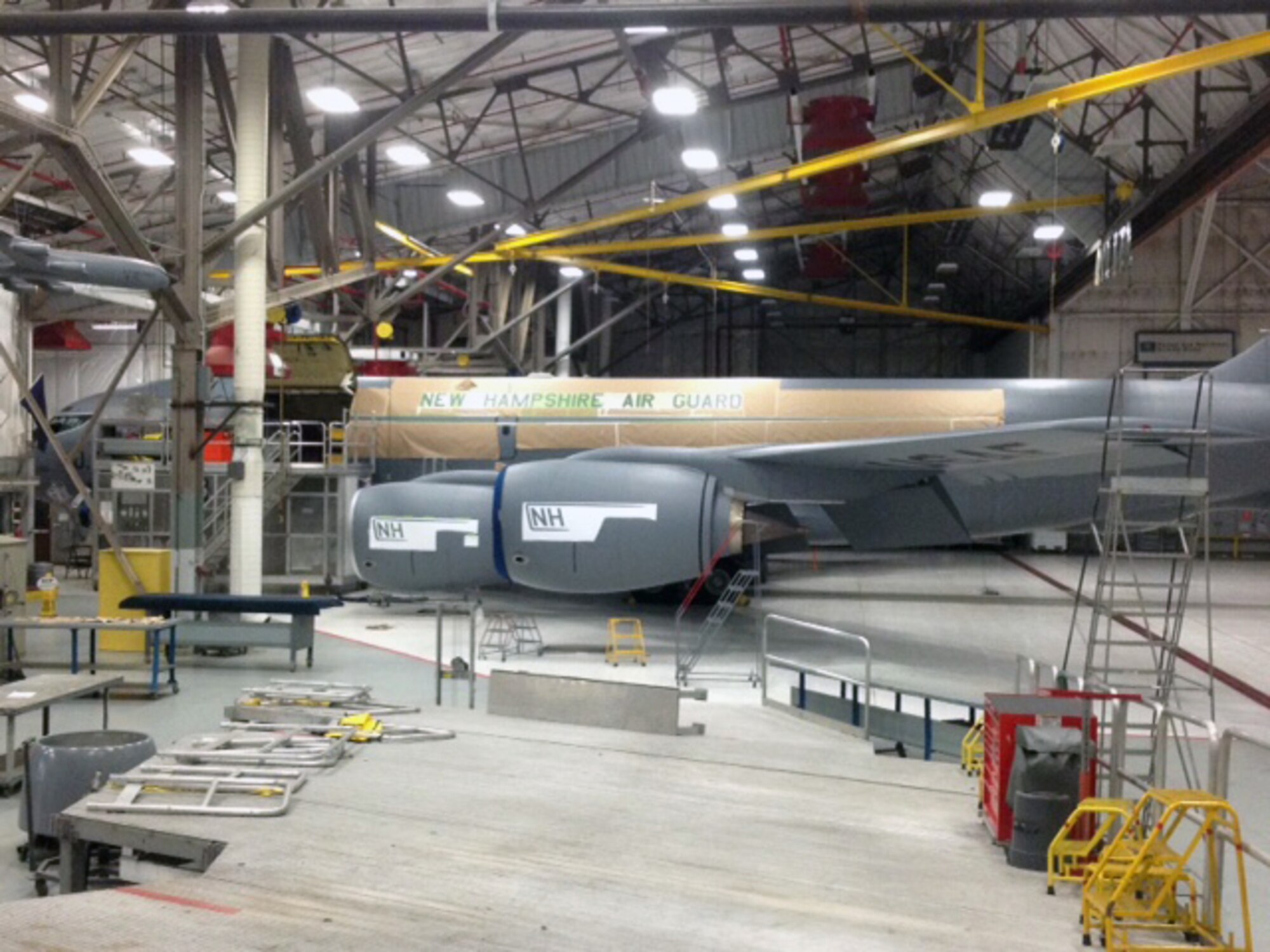 New Hampshire Air National Guard KC-135R Stratotanker 57-1430 as seen at Pease Air National Guard Base, N.H., Oct. 7, 2015.  All preparations are completed and the aircraft is ready for paint.  (U.S. Air National Guard photo by Staff Sgt. Andrew Morrision)