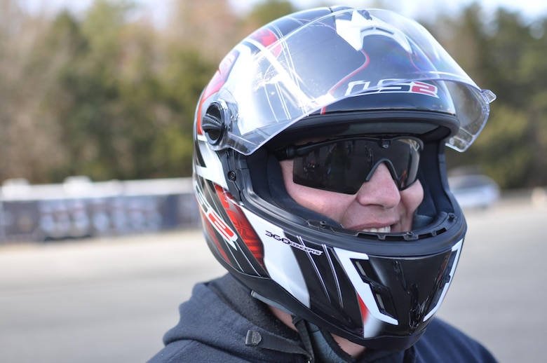 Sgt. Carson Cook, foreign weapons instructor trainer in Weapons Training Battalion, attends a Basic Riders Course recently at Camp Upshur aboard Marine Corps Base Quantico. The Traffic Safety Branch on MCBQ offers several courses for motorcyclists to practice riding in a controlled environment.