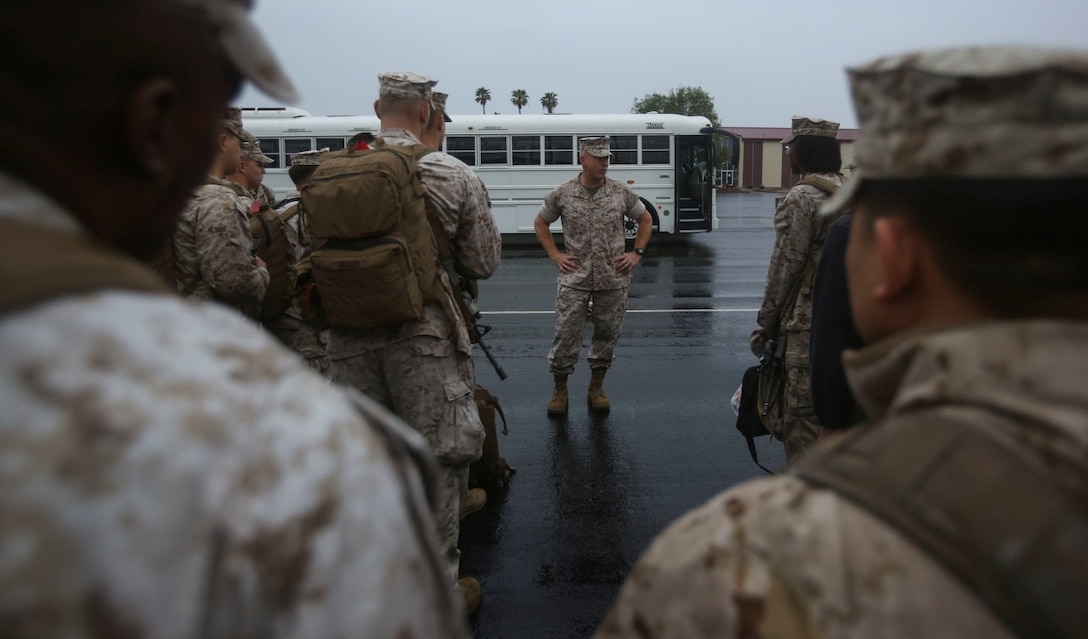 MARINE CORPS BASE CAMP PENDLETON, Calif. – Col. Kenneth R. Kassner, commanding officer, 5th Marine Regiment, 1st Marine Division, addresses Marines and sailors of Special Purpose Marine Air-Ground Task Force - Crisis Response - Central Command 16.2 before deploying April 8, 2016, at Camp Pendleton. SPMAGTF-CR-CC is a rotational contingent of approximately 2,300 Marines, sailors and support elements sourced from units throughout I Marine Expeditionary Force. In its fourth iteration, the unit serves as the Marine Corps’ land-based, expeditionary crisis and contingency force in U.S. Central Command. (U.S. Marine Corps photo by Cpl. Angel Serna/Released)