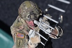Sgt. 1st Class John Melson, assigned to the Massachusetts Army National Guard’s D Company, 1st Battalion, 182nd Infantry Regiment, ascends the climbing tower at the Warrior Training Center at Fort Benning, Georgia, April 5, 2016, in the run up to compete in the Best Ranger Competition. Melson  is one of eight Soldiers from throughout the Army Guard selected to take part in the upcoming competition, which tests Ranger-qualified Soldiers on a variety of tactical and technical tasks over a physically and mentally demanding course. Competitors from the Army Guard have been training at the WTC for the past several months in preparation for the competition.
