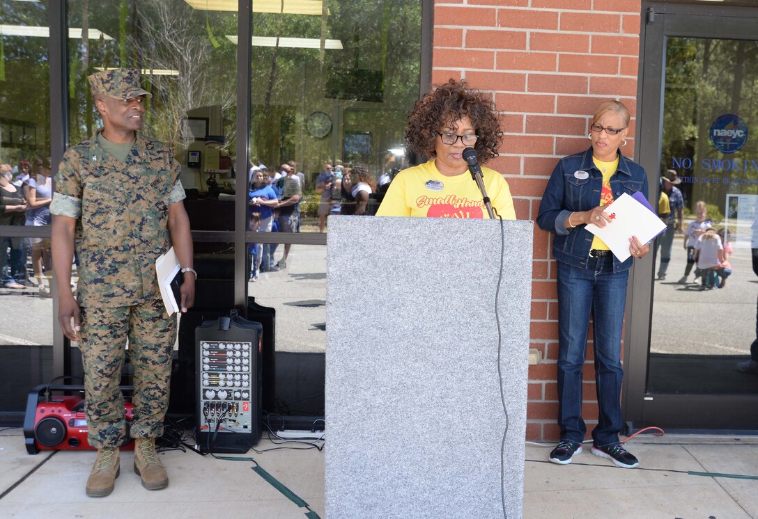 April is the time when Marine Corps Logistics Base Albany officials, base personnel and parents join the nation in celebration of the “Month of the Military Child.” The annual event is a month set aside to recognize the many sacrifices made by the military’s littlest warfighters, the children. The proclamation signing and a parade commenced at the installation’s Child Development Center and ended with a reception at Covella Pond, here, April 8.