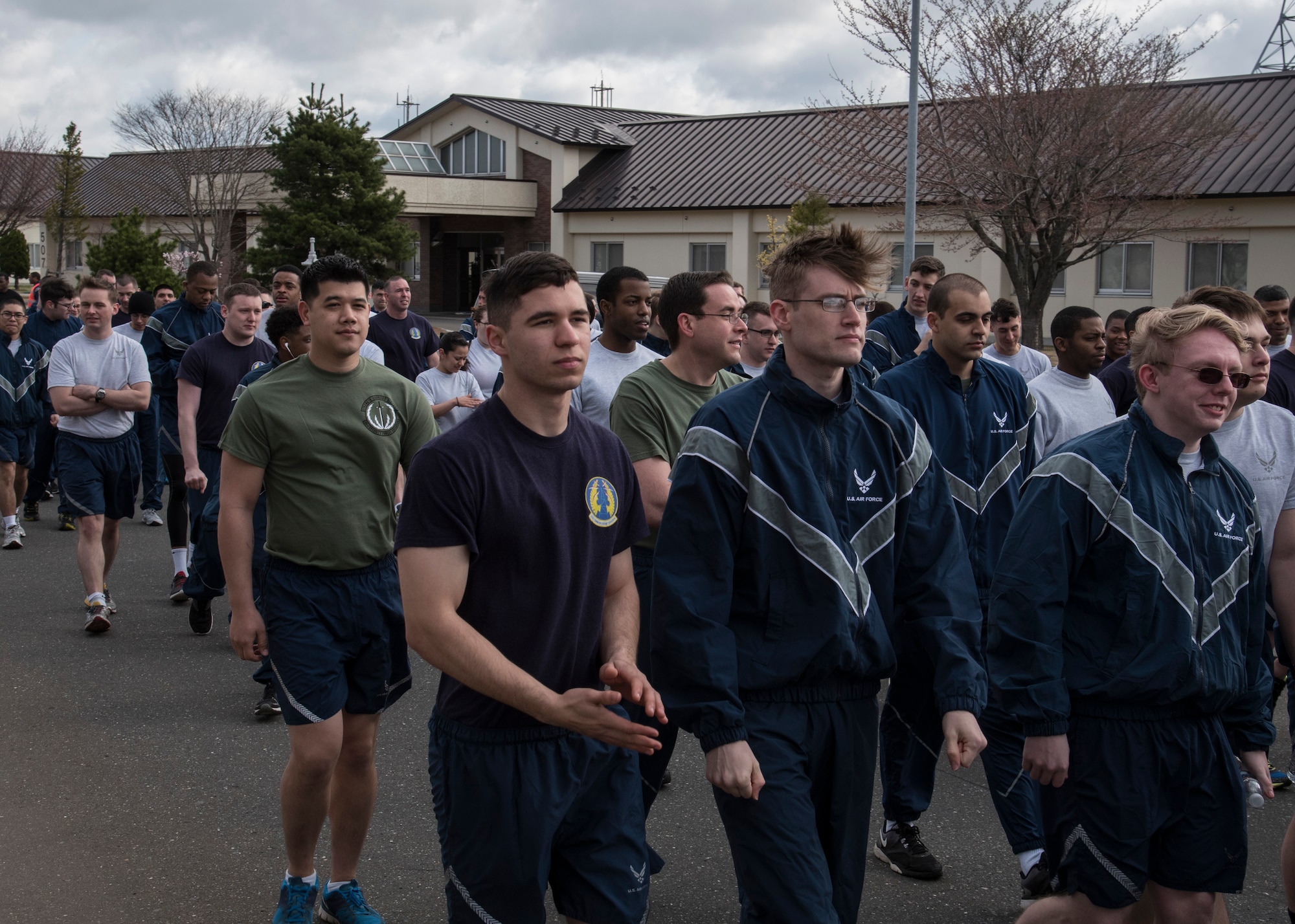 U.S. military members ready for a “Silent Walk” and 5K run during Resilient Airman Day at Misawa Air Base, Japan, April 15, 2016. This event, along with four others throughout Sexual Assault Awareness and Prevention Month, were designed to bring awareness to the crime and highlight the fact that sexual assault is a problem affecting all Airmen. (U.S. Air Force photo by Airman 1st Class Jordyn Fetter)