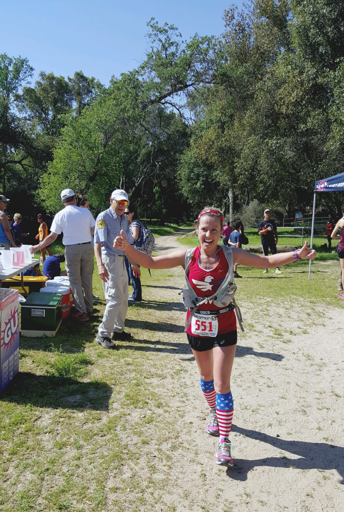 Master Sgt. Krystalore Stegner, the recruiting and rentention manger for the 107th Airlift Wing at Niagara Falls Air Reserve Station, N.Y., competes in her first 50 mile ultra-marathon at Folsom Lake, California, April 2, 2016. Out of 65 international applicants, Stegner was chosen as one of two people to receive training from champion ultra-marathon runners for six months leading up to the race, which is featured as part of the Becoming Ultra Project. (Photos courtesy of Master Sgt. Krystalore Stegner)