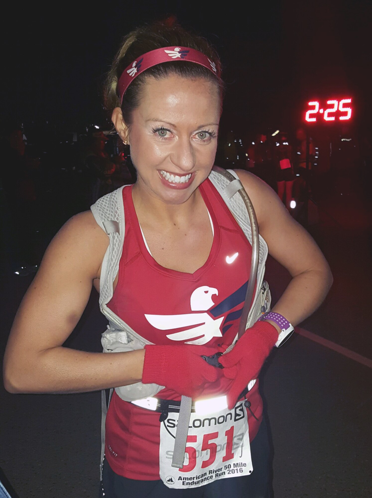 Master Sgt. Krystalore Stegner, the recruiting and rentention manger for the 107th Airlift Wing at Niagara Falls Air Reserve Station, N.Y., competes in her first 50 mile ultra-marathon at Folsom Lake, California, April 2, 2016. Out of 65 international applicants, Stegner was chosen as one of two people to receive training from champion ultra-marathon runners for six months leading up to the race, which is featured as part of the Becoming Ultra Project. (Photos courtesy of Master Sgt. Krystalore Stegner)
