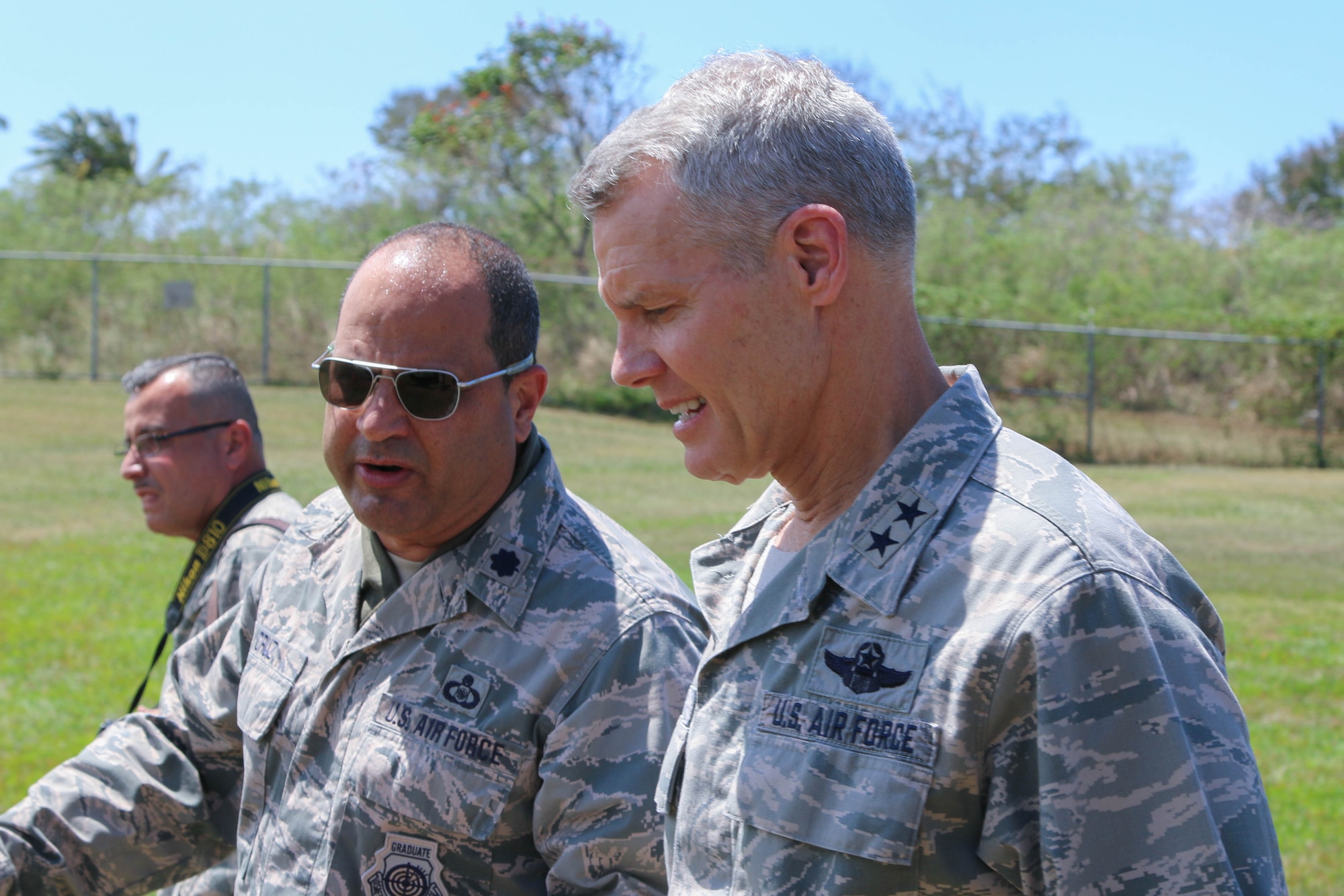 U.S. Air Force Acting Director, Air National Guard, Maj. Gen. Brian G. Neal, right, receives a tour of the 141st Air Control Squadron, Punta Borinquen Radar Site, Aguadilla, Puerto Rico by the Lt. Col. Ramon O. Cruz, left commander of the 141st ACS. Neal attended briefings, toured facilities and observed operations at the 141st ACS and the 156th Airlift Wing, Muñiz Air National Guard Base, Carolina, Puerto Rico. (U.S. Army  National Guard photo by Sgt. Alexis Velez)