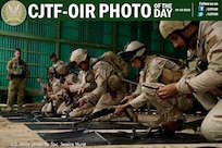 Iraqi soldiers with the 4th Battalion, 23rd Iraqi Army Brigade, practice disassembling their AK-47 assault rifles for a skills evaluation at Camp Taji, Iraq, March 28, 2016. Task Group Taji conducted the skills evaluation to gauge the soldiers’ proficiency in basic combat tasks. Through advise and assist, and building partner capacity missions, the Combined Joint Task Force – Operation Inherent Resolve’s multinational coalition has trained more than 19.9K personnel to defeat the Islamic State of Iraq and the Levant. 