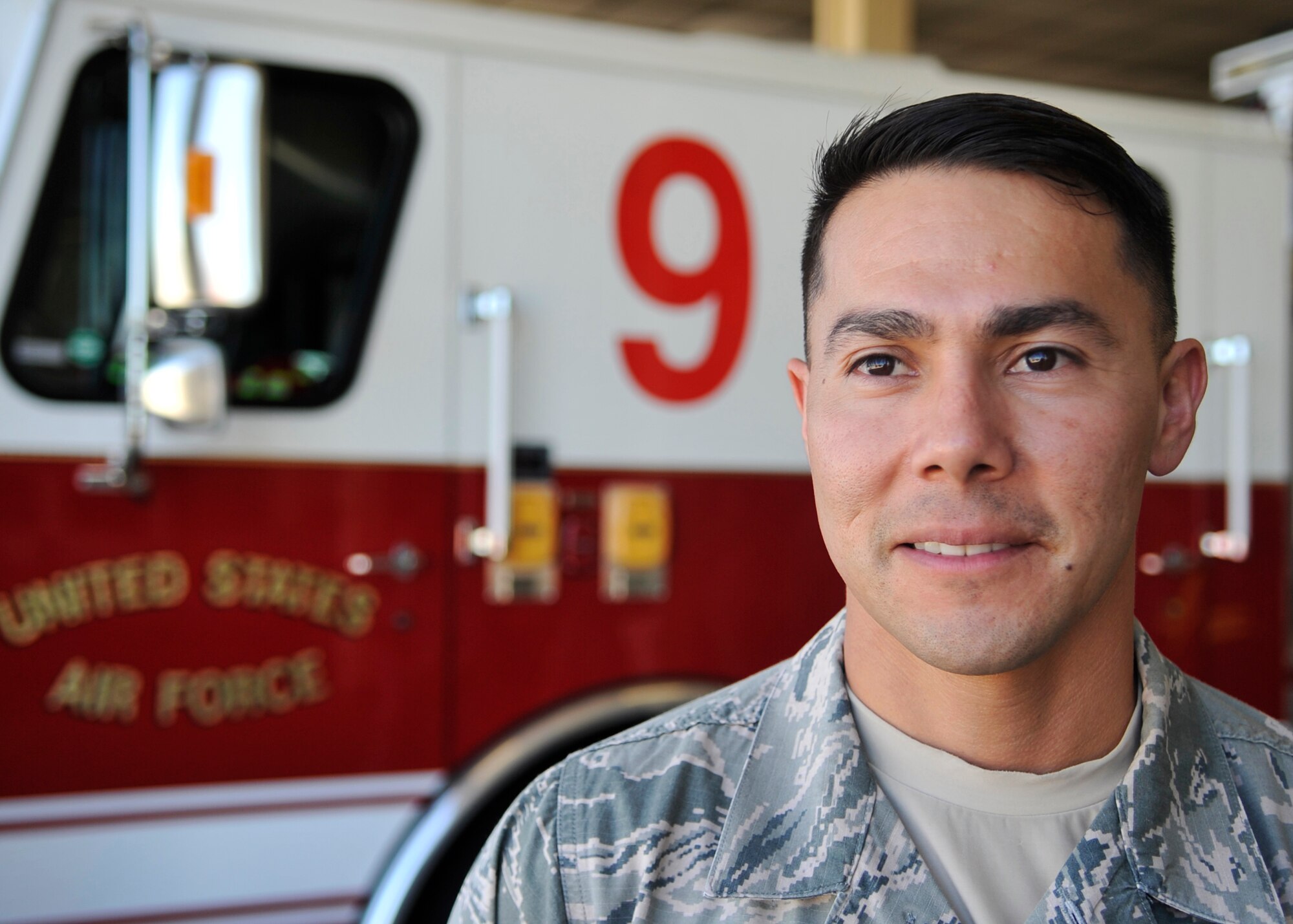 Staff Sgt. Jacob Banuelos, 325th Civil Engineer Squadron lead firefighter, was chosen to be “shadowed” by the 325th Fighter Wing commander April 8 as part of the Airman Shadow Program. This program allows the base commander to shadow one Airman a month to get a better understanding of different job duties around the base. (U.S. Air Force photo by Senior Airman Sergio A. Gamboa/Released)