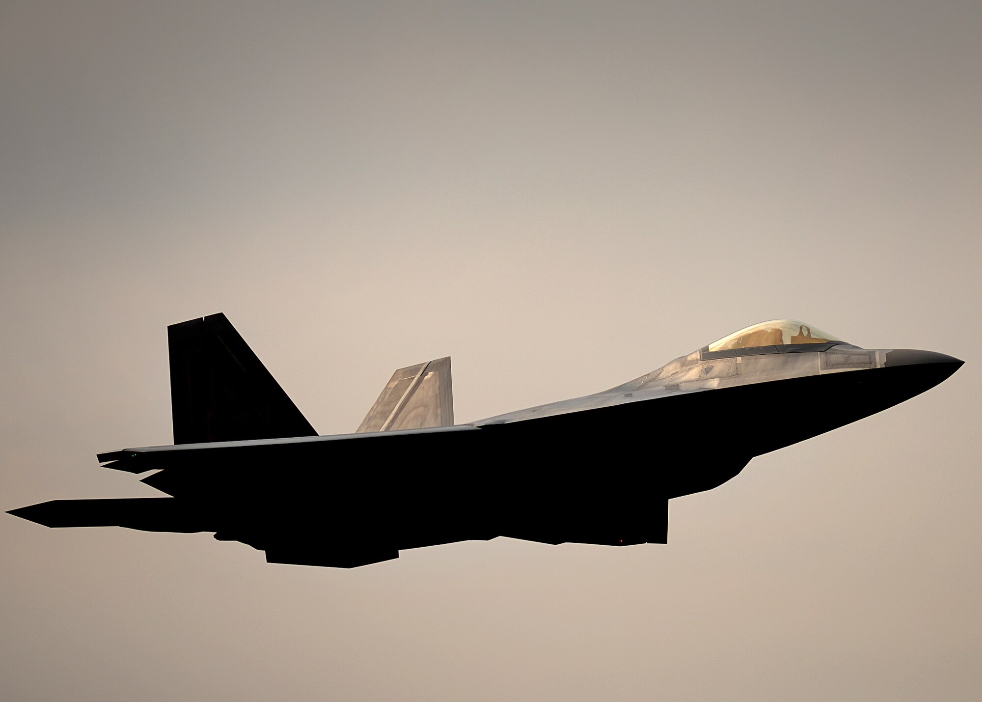 An F-22 Raptor from the 95th Fighter Squadron conducts air-to-air training April 11, 2016, at Royal Air Force Lakenheath, England. The training with F-15E Strike Eagles from the 494th Fighter Squadron, allowed the perfect opportunity for the advanced aircraft to train alongside other U.S. Air Force aircraft, joint partners and NATO allies. (U.S. Air Force photo/Tech. Sgt. Matthew Plew)