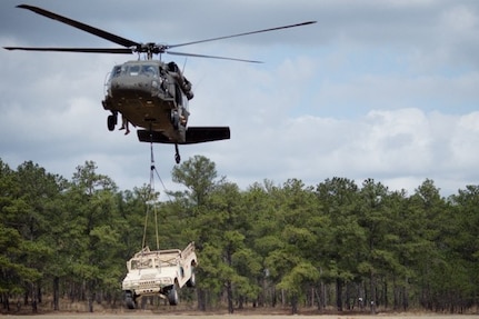 Flight crew from 5-159th General Services Aviation Battalion (GSAB) provided slingload hook-up training with Soldiers from the 230th Brigade Support Battalion of the North Carolina Army National Guard, March 10. 5-159th GSAB direct reporting unit to the 11th Theater Aviation Command. The 11th Theater Aviation Command (TAC) is the only aviation command in the Army Reserve. (Courtesy Photo)