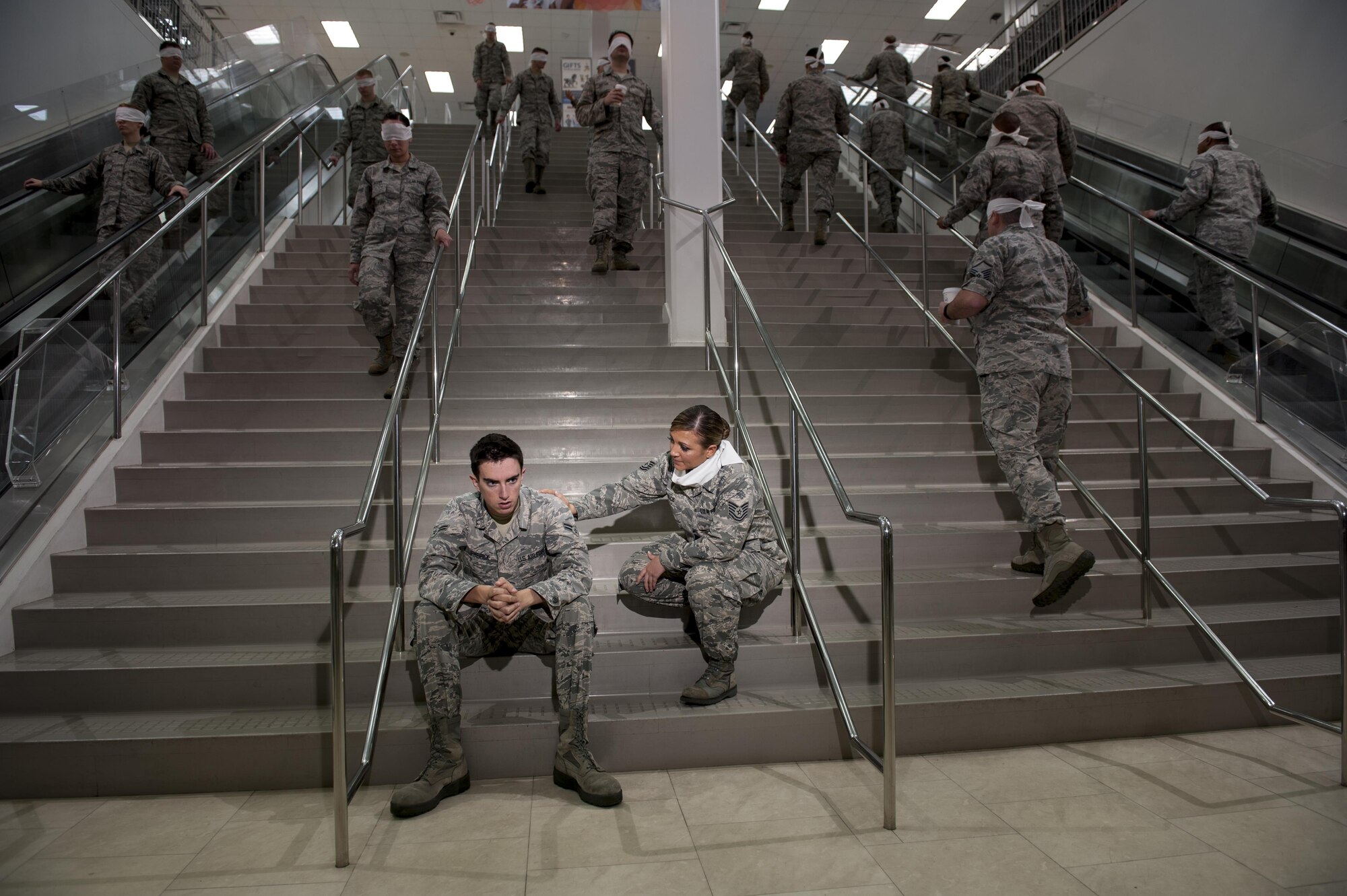 U.S. Air Force Airmen are the Air Force's best asset for responding to and preventing sexual assault. Dedicated and professional Airmen play a critical role in supporting survivors and restoring unit mission readiness in the aftermath of a sexual assault. Sometimes people may be blindfolded to their surroundings by their daily routines, but recognizing those in need of support is needed for upholding Air Force Core Values, esprit de corps and mission accomplishment. (U.S. Air Force photo illustration by Senior Airman Peter Reft/Released)