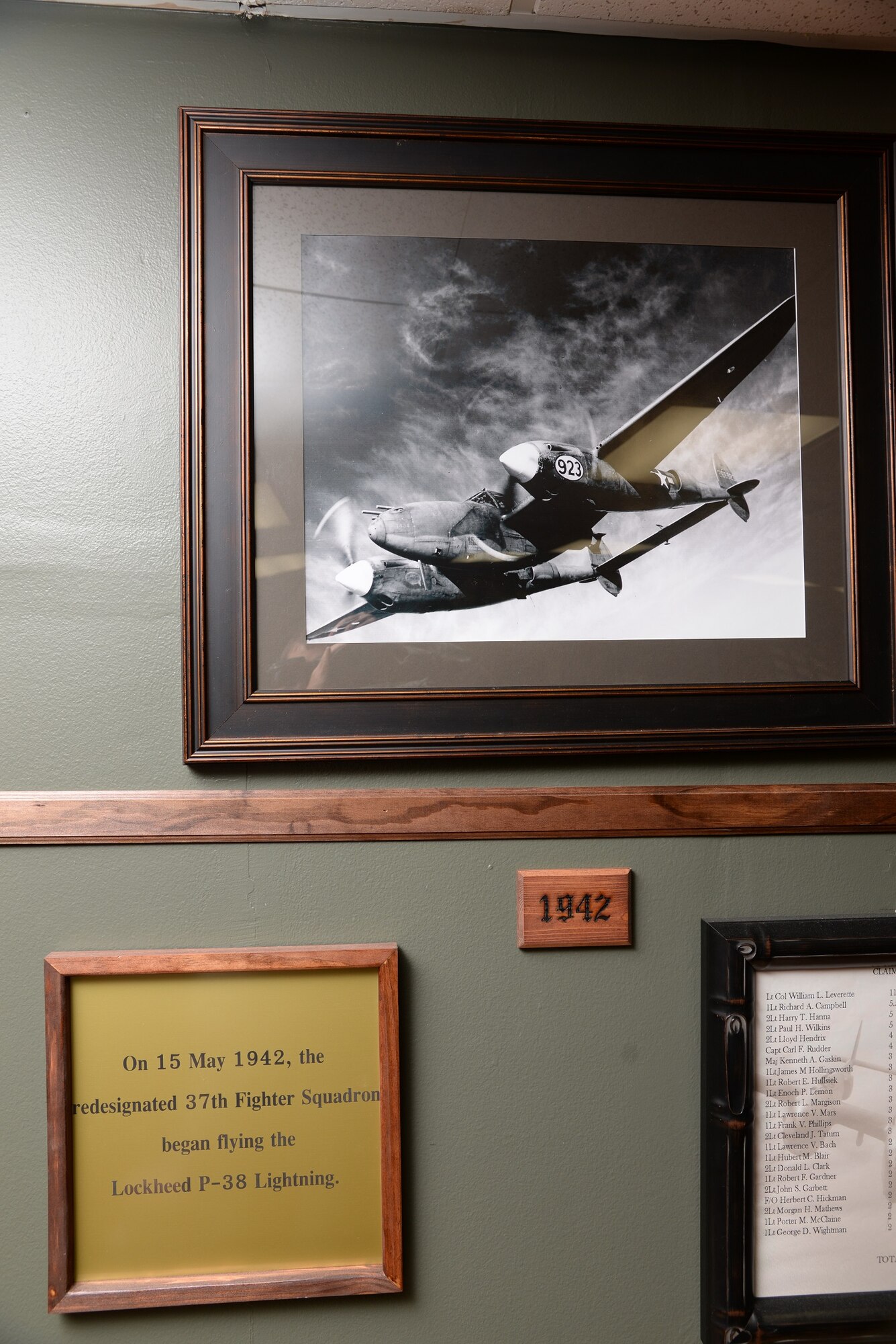 The 37th Flying Training Squadron heritage room shows the flying history and heritage at Columbus Air Force Base, Mississippi. The 37th FTS has flow many aircraft from the P-38 Lightning to the T-37 Tweet. (U.S. Air Force photo/Airman 1st Class John Day)