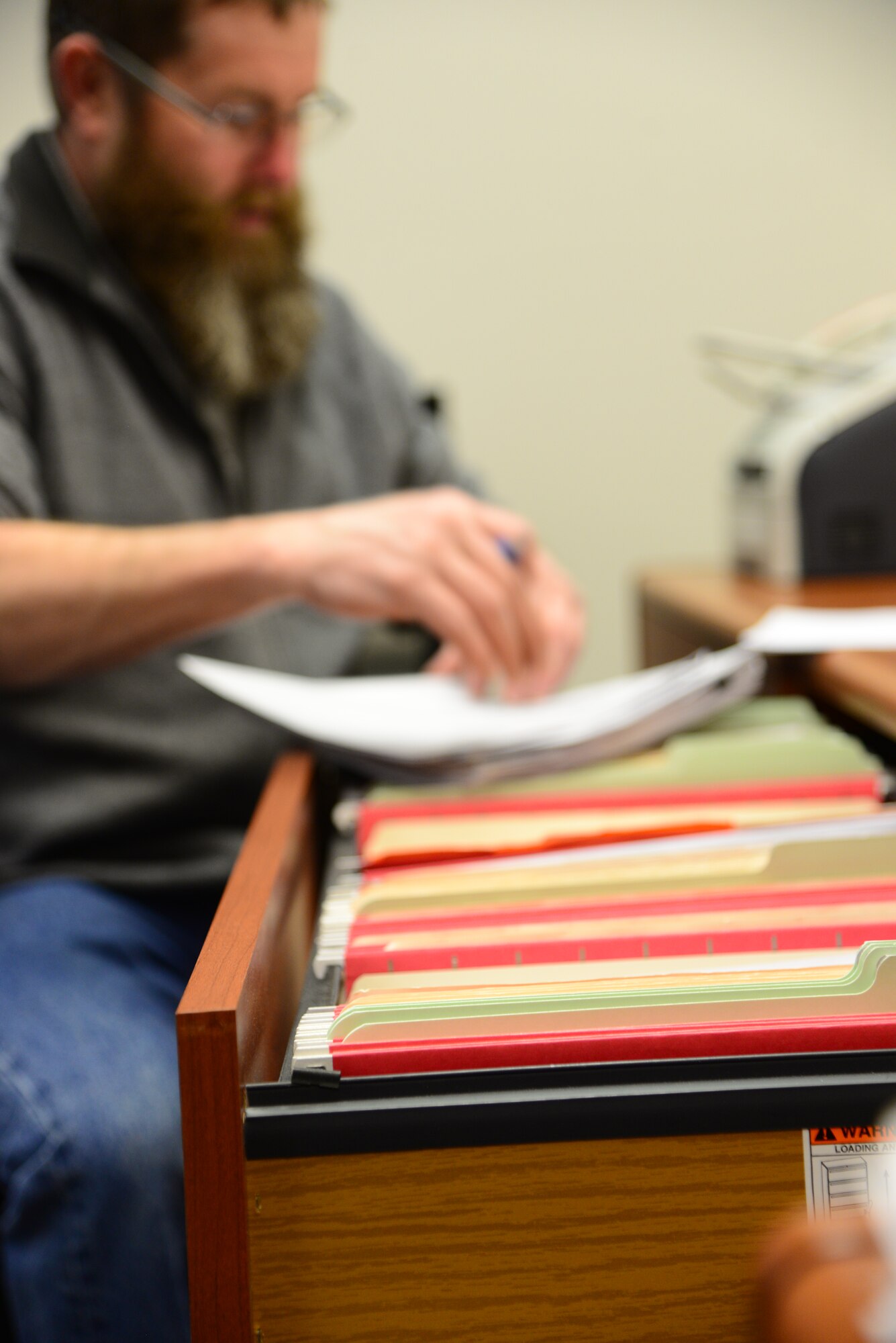 Bob Brewer, 341st Missile Wing drug demand reduction program manager, heads the Drug Demand Reduction Program office at Malmstrom Air Force Base, Mont. All administered tests and results are recorded in both hard copy and soft copy, and are maintained by Brewer. (U.S. Air Force photo/Airman 1st Class Magen M. Reeves)