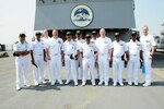 MUMBAI, India (April 6, 2016) Indian Navy chiefs pose with U.S. Navy chief from USS Blue Ridge and Commander, U.S. 7th Fleet on the flight deck of USS Blue Ridge. (U.S. Navy photo.)