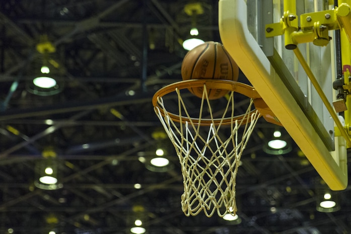 Approximately 40 military and Japanese children from various installations across the Pacific region participated in the 2016 Mainland Basketball Association Spring Basketball Camp at Marine Corps Air Station Iwakuni, Japan, April 11-14, 2016. Student athletes between the ages of 12 and 18 attended the camp seeking to improve their knowledge of skills and basketball such as shooting, passing, dribbling, rebounding and defending. The association assists young athletes in building character by using basketball to promote academic interest, athletic skills, and aims to support and empower athletes using experienced coaches to help develop character, teamwork and leadership traits. (U.S. Marine Corps photo by Lance Cpl. Aaron Henson/Released)