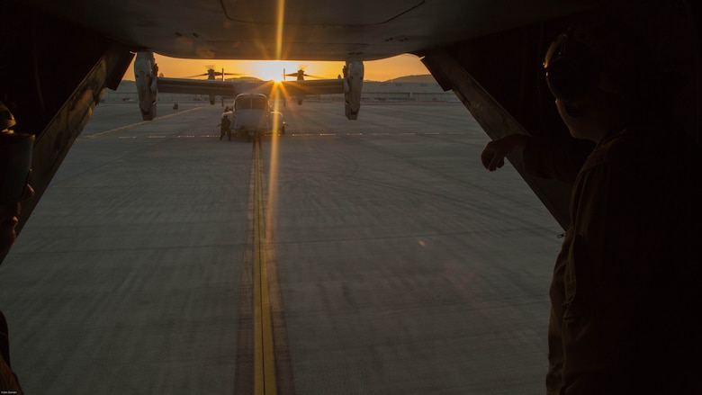 MV-22B Ospreys with Marine Medium Tiltrotor Squadron 265 (Reinforced), 31st Marine Expeditionary Unit arrive at Marine Corps Air Station Iwakuni, Japan, April 17, 2016. The aircraft arrived in preparation to support the Government of Japan’s relief efforts in response to the earthquakes that struck the island of Kyushu earlier this week. The 31st MEU is the only continually forward-deployed MEU and remains the Marine Corps’ force-in-readiness in the Asia-Pacific region. 