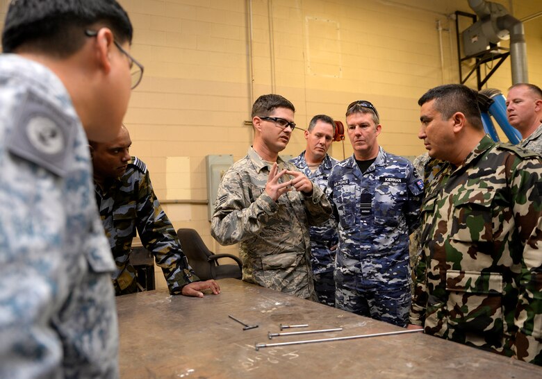 The 433rd Airlift Wing hosted militaries of Asia-Pacific nations during the Pacific Agility Tour April 15, 2016 at Joint Base San Antonio-Lackland, Texas. The tour was designed to build on partnerships and promote logistics best practices in organization, maintenance, fuels and supply chain management. (U.S. Air Force photo by Benjamin Faske) (released)
