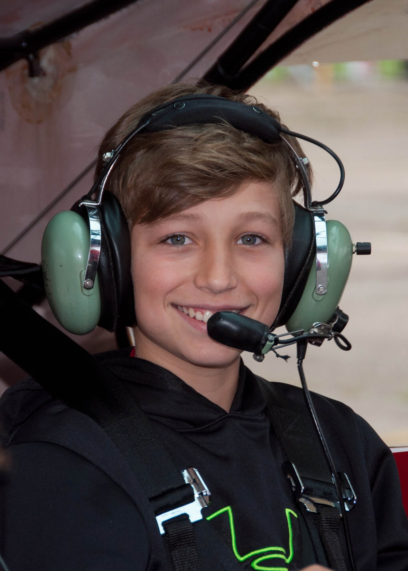 A future aviator gets a volume check for his headset and microphone in preparation to fly with the Experimental Aircraft Association’s local chapter 343 Young Eagles program at the Shreveport Downtown Airport in Louisiana on April 16, 2016. The Experimental Aircraft Association’s Young Eagles program gives young people, ages 8-17, interested in general aviation an opportunity learn about flight planning, flight safety and the basics of flying an general aviation aircraft. . (U.S. Air Force photo by Master Sgt. Laura Siebert/Released)