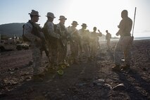 U.S. Marines with the 13th Marine Expeditionary Unit conduct basic marksmanship drills in Djibouti , Africa, Apr. 11, 2016. The 13th MEU is conducting sustainment training to maintain proficiency and combat readiness as part of the Boxer Amphibious Ready Group on a scheduled deployment to the Western Pacific area of responsibility. (U.S. Marine Corps photo by Cpl. Alvin Pujols/RELEASED)