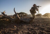 U.S. Marines with the 13th Marine Expeditionary Unit conduct basic marksmanship drills in Djibouti, Africa, Apr. 11, 2016. The 13th MEU is conducting sustainment training to maintain proficiency and combat readiness as part of the Boxer Amphibious Ready Group on a scheduled deployment. (U.S. Marine Corps photo by Cpl. Alvin Pujols/RELEASED)