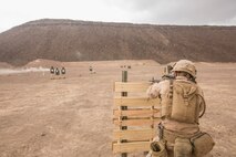 U.S. Marines with the 13th Marine Expeditionary Unit conduct a live-fire range with various weapon systems in Djibouti, Africa, Apr. 11, 2016. The 13th MEU is conducting sustainment training to maintain proficiency and combat readiness as part of the Boxer Amphibious Ready Group on a scheduled deployment to the Western Pacific area of responsibility. (U.S. Marine Corps photo by Cpl. Alvin Pujols/RELEASED)